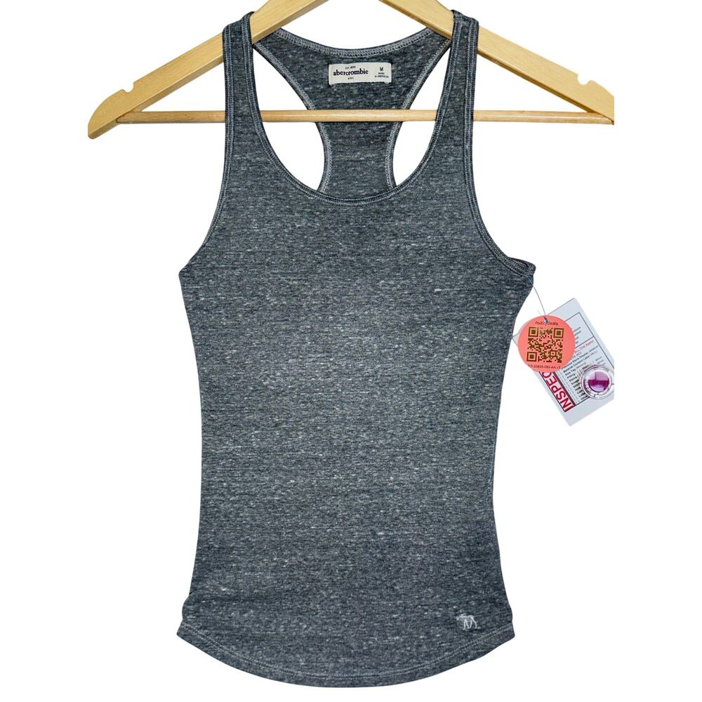 Abercrombie & Fitch Gray Heather Sleeveless Racerback Tank Top Moose Logo Size M